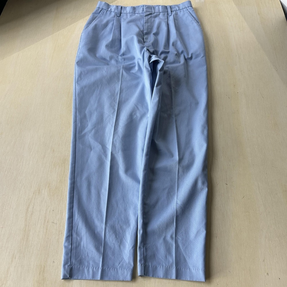 Vintage Chic Pants Womens 16 Blue Twill Chino Pleated Pockets USA Workwear